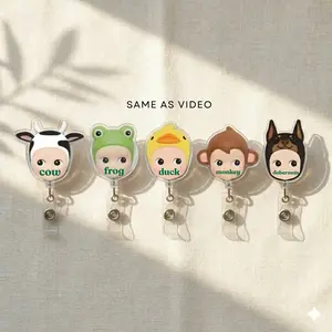Kawaii Angel Doll Badge Reel Cute Baby Style Retractable ID Holder Aesthetic Gift