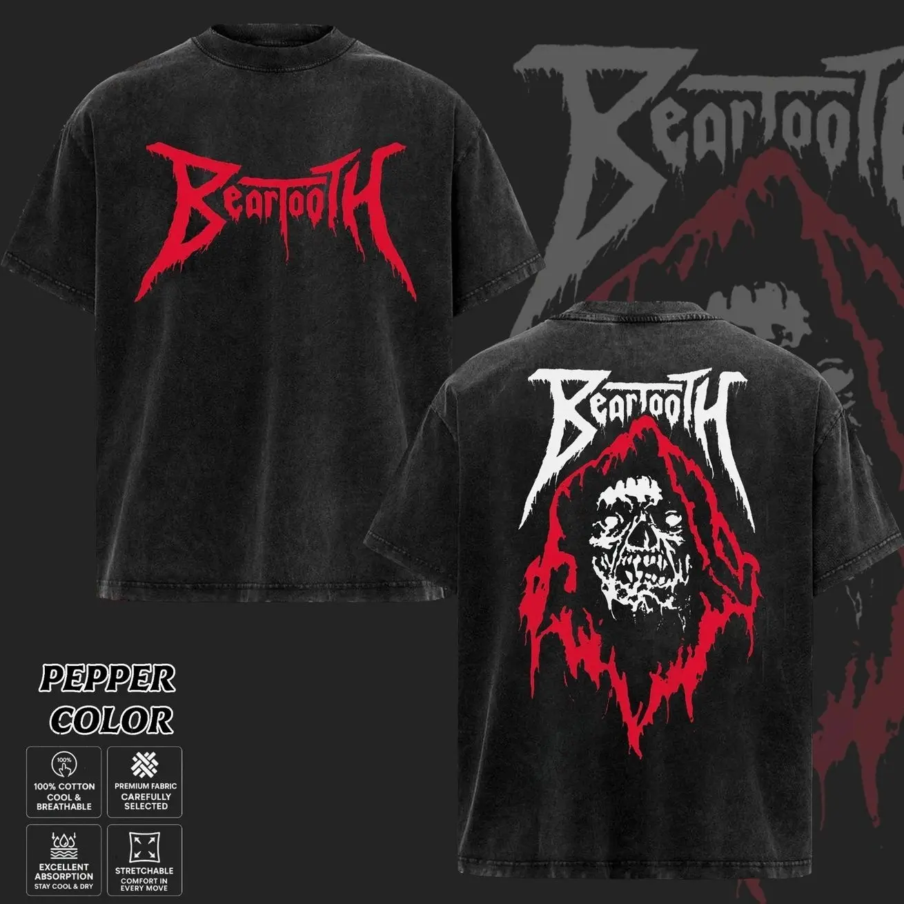 Beartooth Band T-Shirt , The Band Beartooth Graphic Tee, Vintage Hardcore Metal Shirt, Dark Skull Artwork Shirts, Heavy Rock Band Merch, Gift for Metal Music Lovers, Merch for Men & Women 9VV