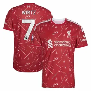 Premium - Red Soccer Jersey Number Wirtz 7 Athletic Sports Tee 2025/26 Home 2026/27 Home On-Field Liver