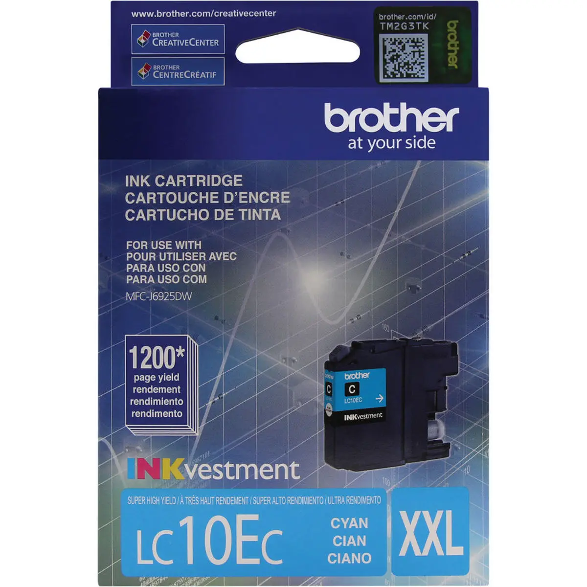 Brother LC10E INKvestment Super High-Yield Ink Cartridge, 1200 Pages Yield, Cyan