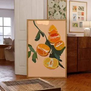 Citrus Wall Art Poster – Orange & Lemon Botanical Kitchen Decor, Tropical Orange Tree Wall Art, Girly Aesthetic Home Decor, Room Decor, Unframed