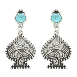 Western Jewelry, Silver Spade Earrings, Minimalist Playing Card Suit Earrings, Cowgirl Rodeo Gifts, Simple Poker & Card Lover Earrings