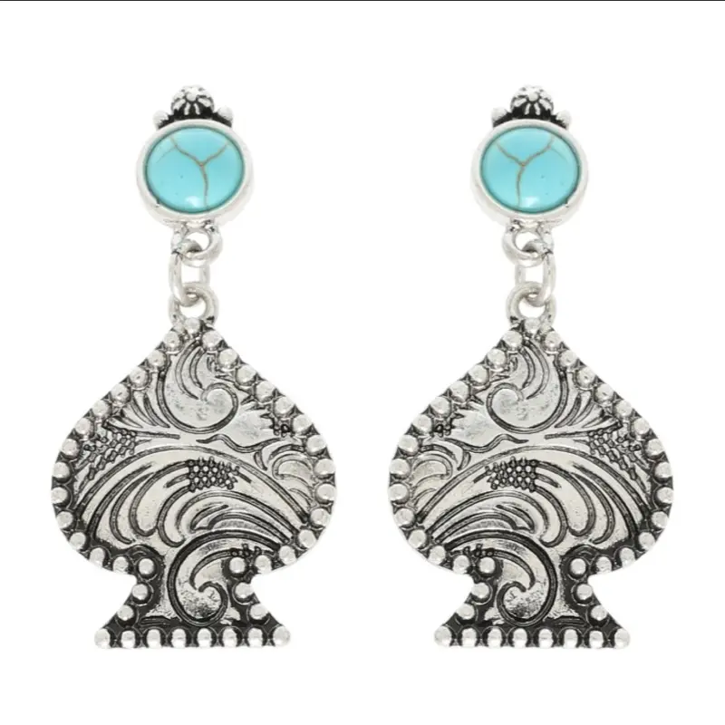 Western Jewelry, Silver Spade Earrings, Minimalist Playing Card Suit Earrings, Cowgirl Rodeo Gifts, Simple Poker & Card Lover Earrings