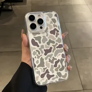 [LX]Camo Pattern Magnetic Phone Case For IPhone 15/14/13/12/11 Pro Max & XR/Xs-Wireless Charging Compatible, Military Grade Shockpr, Roof Anti-Slip Silicone + Acrylic Hybrid Cover, Clear Transparent Protective Design