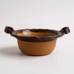 Large Mexican Clay Casserole Pot – 1 to 1.25 Gallon Traditional Cazuela de Barro Classica – Handmade Cookware – Rustic Terracotta Pot – Made in Mexico, Baked, Kitchen