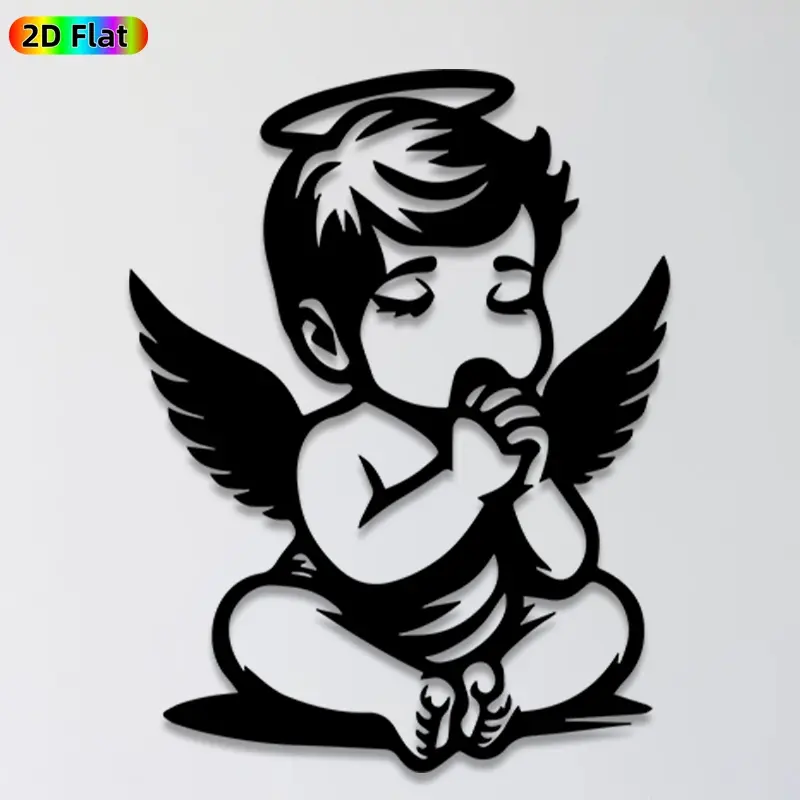1pc Cherub Metal Wall Art, Serene Cherub Statue Mural, Ideal Gift for Christmas, Valentine's Day, Angel Decor Enthusiasts, Rust-Resistant Metal Wall Decor Wall Sculptures, Perfect for Bedroom Wall & Garden Fence, Heartwarming Home Decor