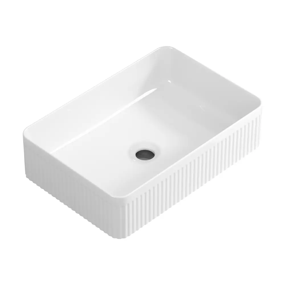 Modern White Ceramic Rectangular Above-Counter Bathroom Vessel Sink - Flat Base, Efficient Drain, Quick Install, Classic Deep Bowl for DIY Home Upgrades, Bathroom Sink