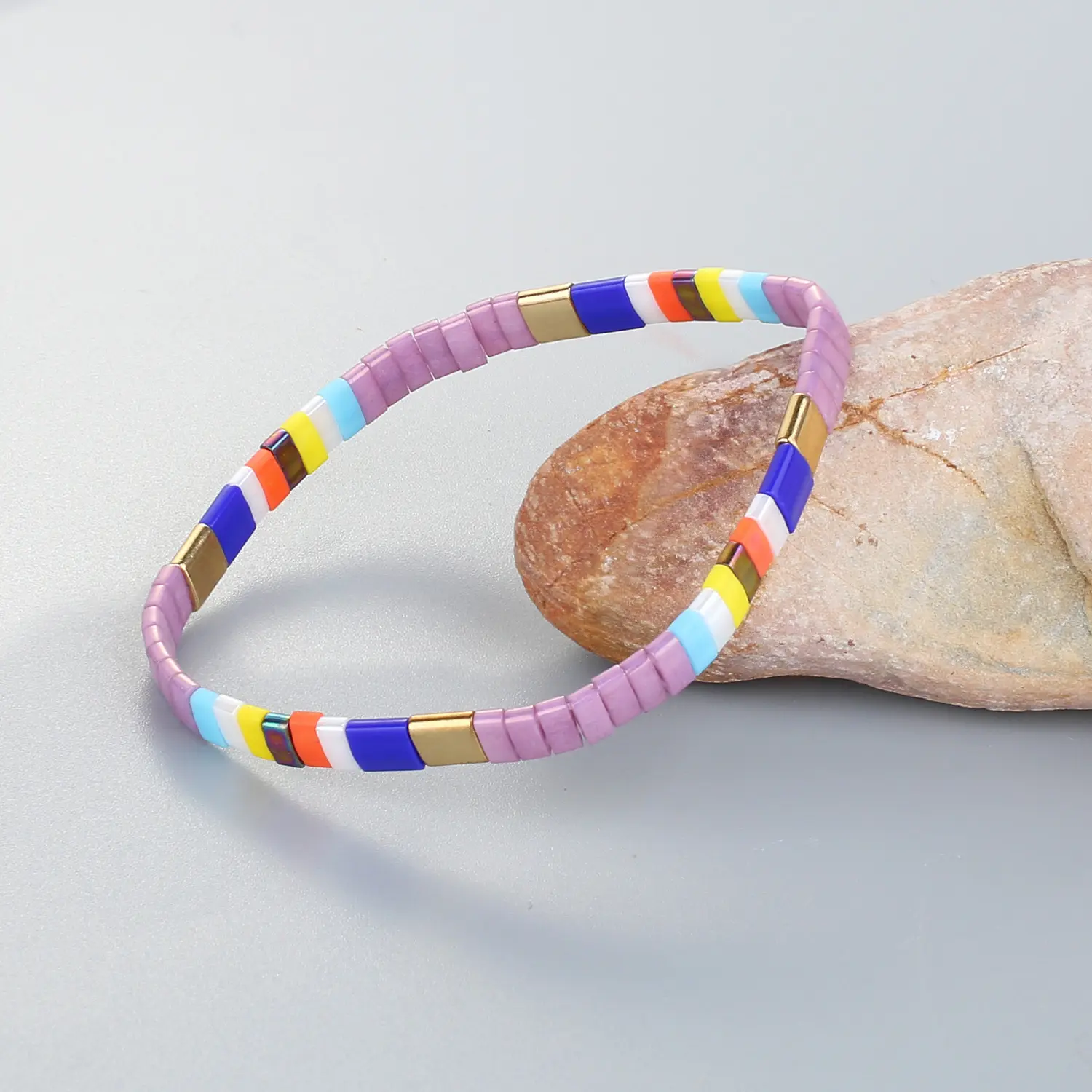 KELITCH Tila Stretch Bracelets Stackable Bohemian Friendship Bracelets 6.75 Inch Beaded Lightweight Comfortable Summer Jewelry