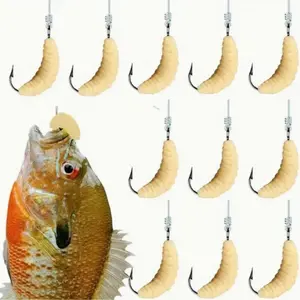 Rubber Maggots Fishing Lure Set with Hooks, Multifunctional Bait for Bass Trout Bluegill, Perfect Gift for Freshwater Fishing, Fishing Accessories Kit