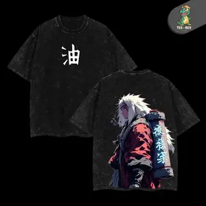 Jiraiya Sannin Oversized Tee, Naruto Anime Double Printed Washed Shirt, Heavyweight Cotton, Viral Sad Ninja Aesthetic, Sage Mode Streetwear Top, Otaku Street Style Gift for Him