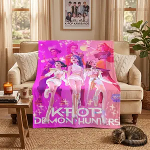 Countdown Sale! K-POP Blanket Dreamy Purple Pink Anime Style Soft Cozy Lightweight Warm Throw Sofa Bed Travel Nap Office Camping Air Conditioner Use Perfect Holiday Gift Home Decor  It is an excellent gift for children, family and friends