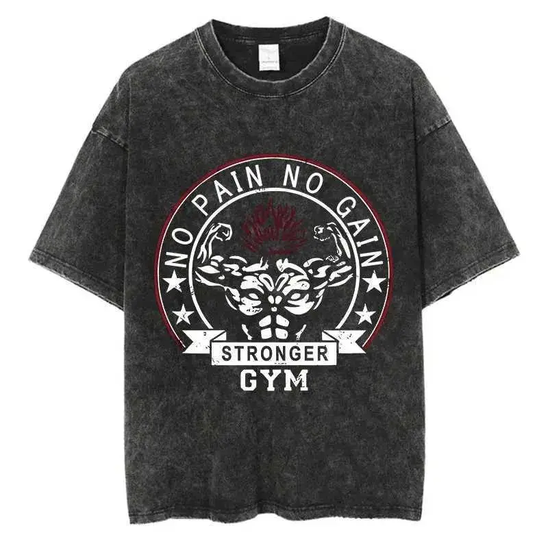Baki Hanma Shirt, Yujiro Hanma Demon Back Gym Workout Oversized Tshirt, Vintage Anime Graphic Tee, Acid Wash Streetwear, NO PAIN NO GAIN STRONGER GYM Emblem Muscular Back Front Graphic Top, Heavyweight Cotton Apparel Unisex Tee