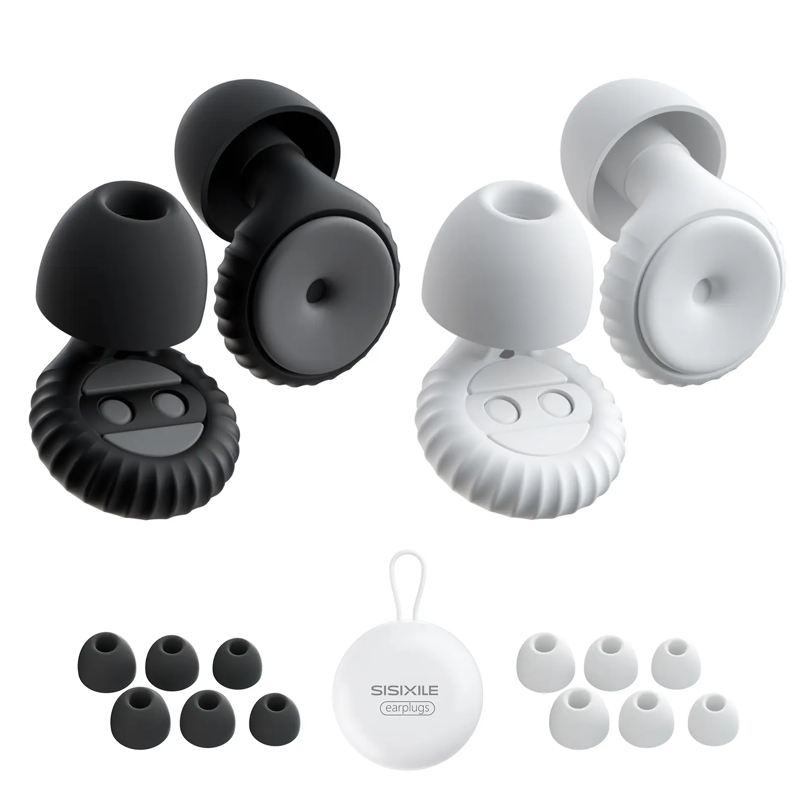 SISIXILE Noise-Canceling Earplugs, Ultra-Comfortable Reusable and Washable Noise-Reducing Earplugs for Sleep and Noise Sensitivity, Made with Soft and Safe Silicone, 35 dB Noise Reduction, Includes 8 Pairs of Ear Tips (XS/S/M/L Sizes)