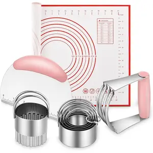 Stainless Steel Biscuit & Dough  Set - 5 count/,  Baking Mats, Pastry Blender