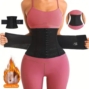 Slimming Waist Trainer for Women-Magnetic Closure, Breathable Nylon Bust Corset with Adjustable Shoulder Strap and Sauna Effect-Black/Pink Belly Control Sport Girdle Shapewear, Hand Wash Only