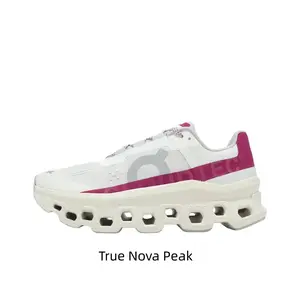 Long-Distance Cushioned Running Shoes, White-Pink Color Block Design, Oversized Hollow Cloud Modules Midsole and High-Rebound Foam Technology