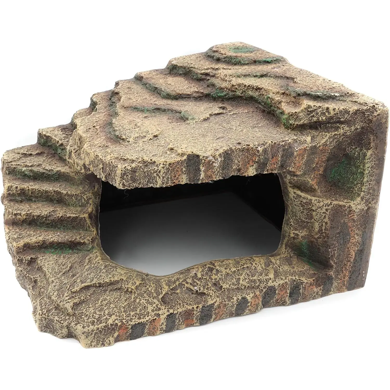Modern Synthetic Reptile Hideout Cave - Rock-Style Habitat Decor for Leopard Geckos, Lizards, Toads, Turtles, Hamster House for Turtle Tanks
