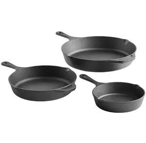 Choice 3-Piece Pre-Seasoned Cast Iron Skillet Set - Includes 8", 10 1/4", and 12" Skillets, Fry Pan, Iron Cookware, Cooking Skillet, Preseasoned Pan, Kitchen Skillet, BBQ Skillet, Camping Pan, Heavy Pan, Round Pan, Durable, easy to clean