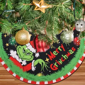 48 Inch Soft Funny Merry Christmas Tree Skirt Collar Farmhouse Holiday Decor for Xmas Party Decoration