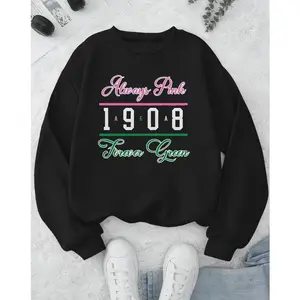 Women’s J15 AKA 1908 Pink Green Sweatshirt, Alpha Kappa Alpha Sorority Crewneck, Pink & Green Graphic Sweater, AKA Gift Apparel
