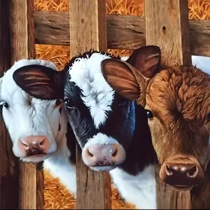 New Arrival DIY 5D Diamond Painting Kit, Diy Diamond Arts, Three Cows Theme Full Drill Mosaic Art, Home Wall Decor Gift, Handmade Gifts, Small Size