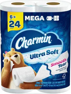 Soft Toilet Paper 6 Mega Rolls = 24 Regular Rolls