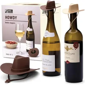 2-Pack Cowboy Hat Wine Stoppers, Fun Silicone Bottle Stoppers, Keep Wine Fresh, Novelty Kitchen Gadgets & Cute Wine Accessories For Wine Lovers