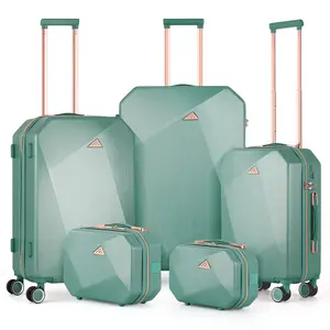 Hot selling styles 5 Piece Luggage Sets Lightweight with Spinner Wheels TSA Lock Hardside Travel Rolling Suitcases 20in 24in 28in Carry on and 12in &14in Mini Cosmetic Case