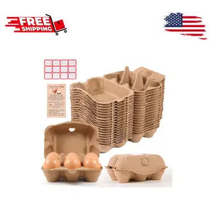 40 Pack Half Dozen Egg Cartons Bulk 6 Count, Empty Natural Paper
