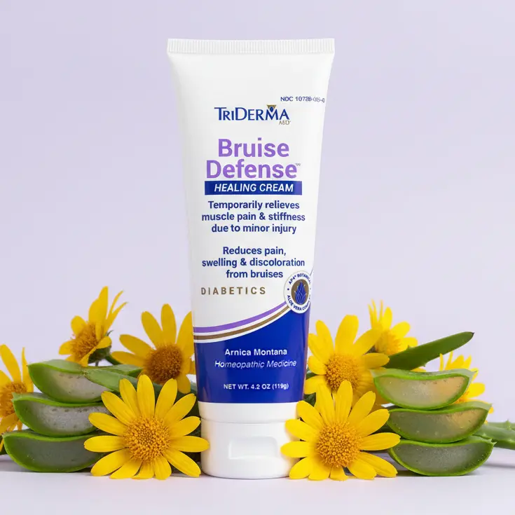 TriDerma Bruise Defense Healing Cream for Diabetics - Arnica Montana & AP4® Aloe Vera Complex - Reduces Pain & Swelling - Non-Greasy Therapeutic Treatment