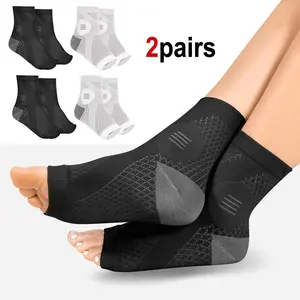 2 Pairs Ankle Sleeves Neuropathy Socks for Women & Men, Ultra Breathable, Plantar Fasciitis Relief, 20-30 Mmhg Compression Therapy, Arch Support