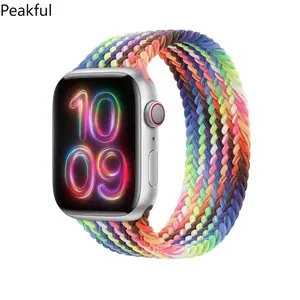 iWatch Braided Band | TikTok Viral Metal-Head Nylon Strap | Stylish Elastic Solo Loop Wristband for Apple Watch | Breathable Comfortable Adjustable Band for Men Gym Daily Wear