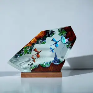 Dragon Figurines - With LED light inside - Wood and Resin Art - Personalized Gift