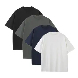 Men’s T-shirt pack of 4, street casual style, pure cotton fabric, youthful trendy everyday wear, suitable for summer and daily use., Slim Fit, Shortsleeve