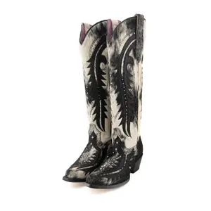 Rockem Womens Amanda Alta Cowhide Boots - Black/White
