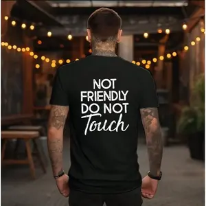 Not Friendly Do Not Touch Print, Men'S Casual Streetwear Hoodies, Comfy And Loose Hooded Pullover Top, Casual Streetwear, Fall Outfits Straight Fabrics