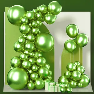 100Pcs Metallic Green Balloon Garland Kit in Various Sizes for Weddings, Parties & Events