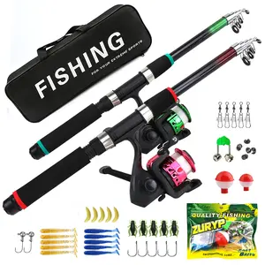 Beginner-Friendly Fishing Rod Set, Dual Rods Dual Reels, 1.8m Glass Fiber Telescopic Rod with Spinning Reel, Ideal for Twin Line Fishing, Fishing Gear Set