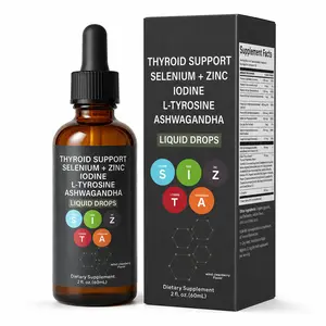 Unisex Thyroid Support Drops: Contains Iodine, Selenium, Zinc, L-Tyrosine, Ashwagandha, Vitamin B12, and Vitamin D3; Supports Metabolism and Boosts Energy; Vegan Formula, Non-GMO.