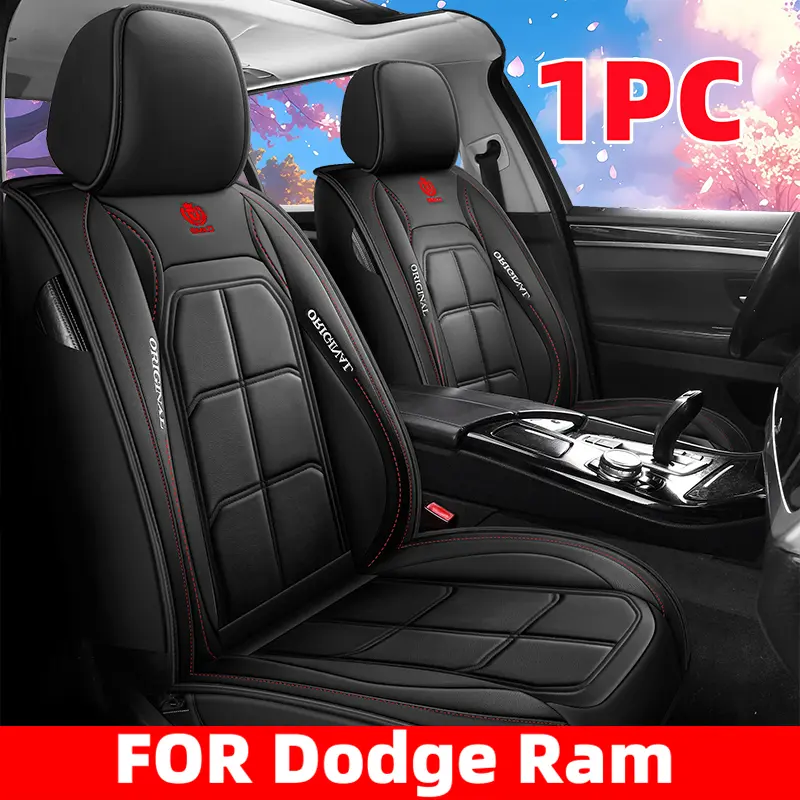 Single 1PC Scratch-Resist PU Leather Fully Wrapped Front Row Car Seat Cover for Dodge Ram - Airbag Safe, Waterproof, Spill-Proof, Wear-Resistant, Year-Round, Snug Fit, Durable Automotive Cushion