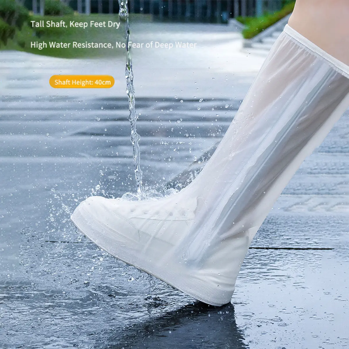 Rainproof Shoe Covers High Tube Shoe Covers PVC Thickened Non-Slip Shoe Covers Cycling Outdoor Protective Waterproof Shoe Covers