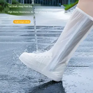 Rainproof Shoe Covers High Tube Shoe Covers PVC Thickened Non-Slip Shoe Covers Cycling Outdoor Protective Waterproof Shoe Covers
