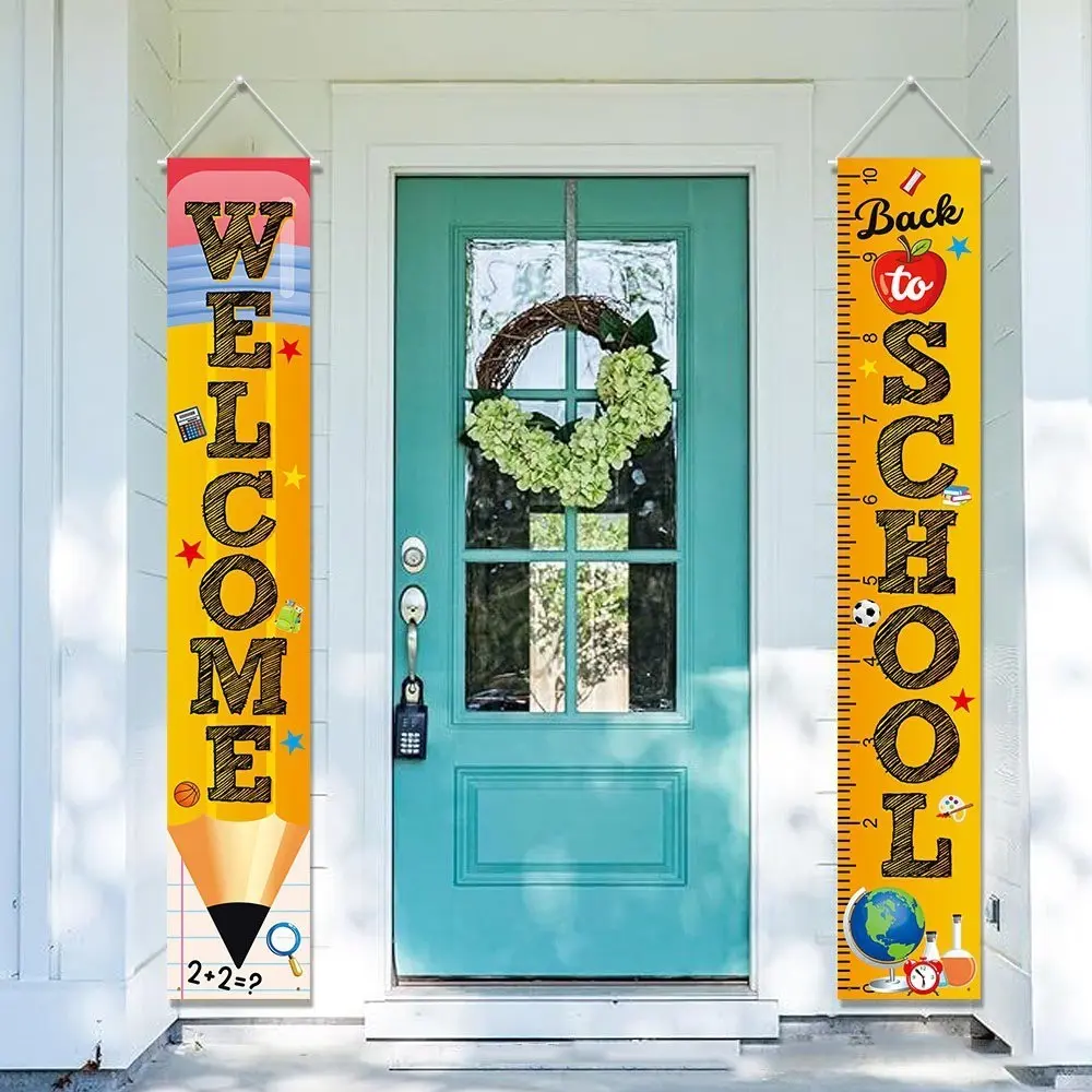 1Pair Pencil School Season Door Couplet Hanging – Back-to-School Party Background Cloth Drape for Classroom Door, Home Party & Campus Event Decoration Banners, Party Decoration Supplies, Back Drop
