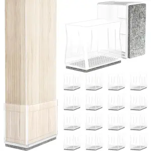 24 count Rectangle  Chair  Floor Protectors for Hardwood Floors, Furniture Sliders for Chair , Anti-Slip Cap Covers to Scratch and Reduce Noise.(3/4" x 1 1/2",Clear)