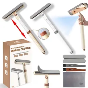 2 Pack 5-in-1 Extendable Window Squeegee with Spray, 12.6 Inches All-Purpose Window Cleaner Tool, Sponges, Silicon Blade & Gap Brush for Indoor/Outdoor Glass, Shower Door, Car Windshield, Mirror
