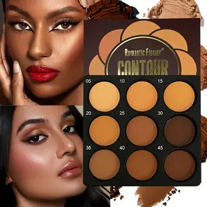 MAGIGIRL 9 Tone Contour And Concealer Palette, Medium And Deep Tone, Create Natural 3D Makeup Effect, Matte Effect, Waterproof And Sweat Proof, Oil Control Foundation Make-Up And Eye Shadow, Suitable for All Beige Types, Eye Shadow Primer Bronzers