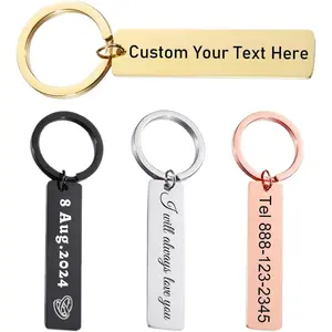 Customized Double Sided Keychain - Personalized Engraved Text/Number/Name Keychain, Custom Key chain Gift for Boyfriend Girlfriend Friend