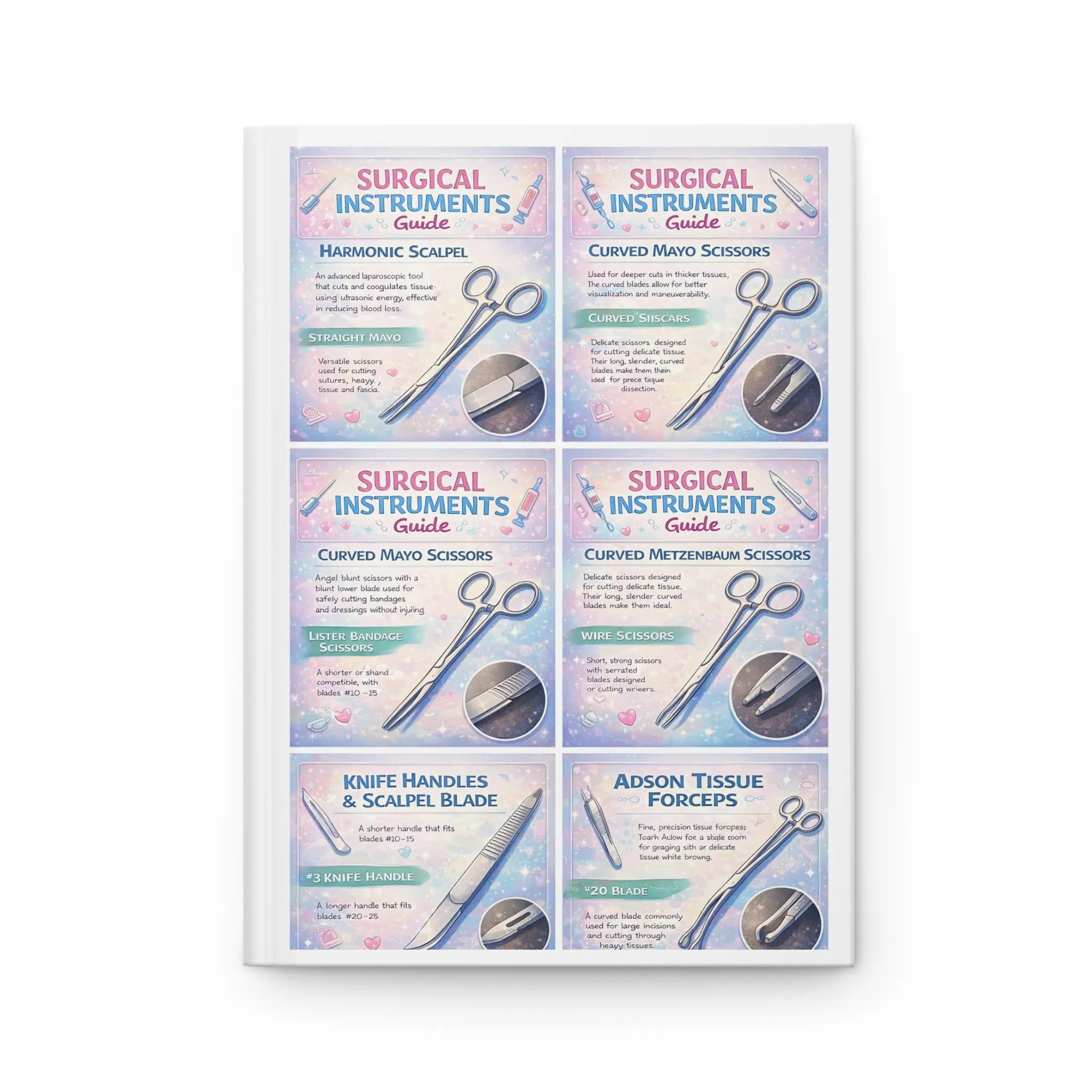 Scrub Tech Study Journal | Surgical Instruments Guide Notebook | Cute Surgical Tech Gift | Sterile Field Notes Book