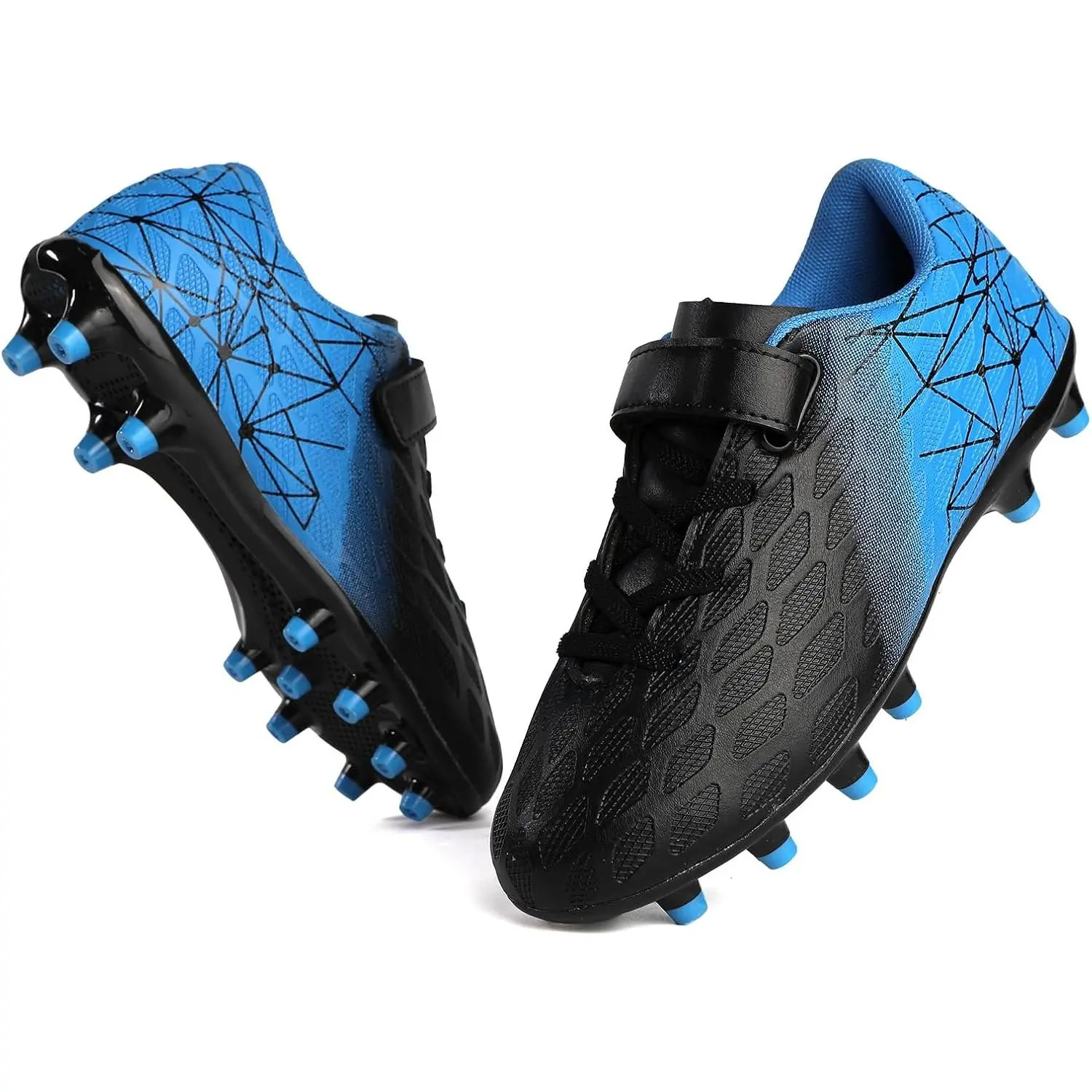 Kids' Firm Ground Soccer Cleats with Laces, Adjustable Fit, Durable Construction, Firm Ground Traction for Outdoor Athletic Use
