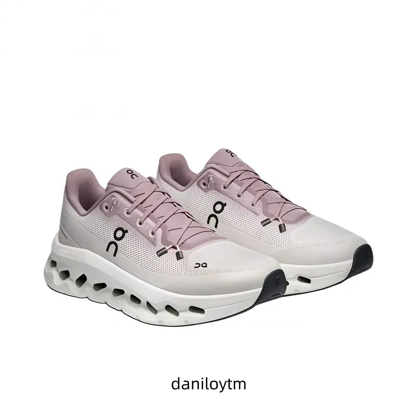 White Fade Light Pink Hollow Out Cushion Running Sneakers, Breathable Mesh Fabric Upper, Wave Hollow Midsole, Shock Absorbing Design, Unisex Outdoor Athletic Shoes